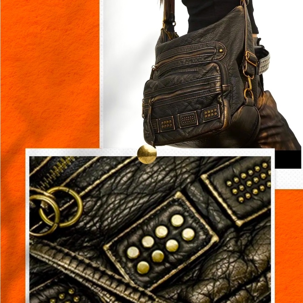 🆕 Chic Vintage Rivet Tote Bag for Women - Spacious Multi-Pocket Crossbody